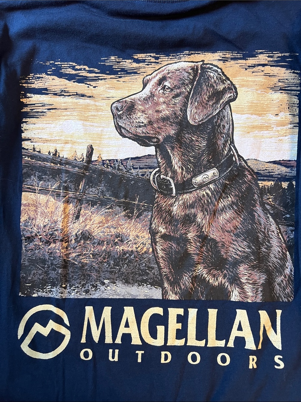Magellan Outdoors Navy Short-Sleeve Logo Tee Dog Retriever M